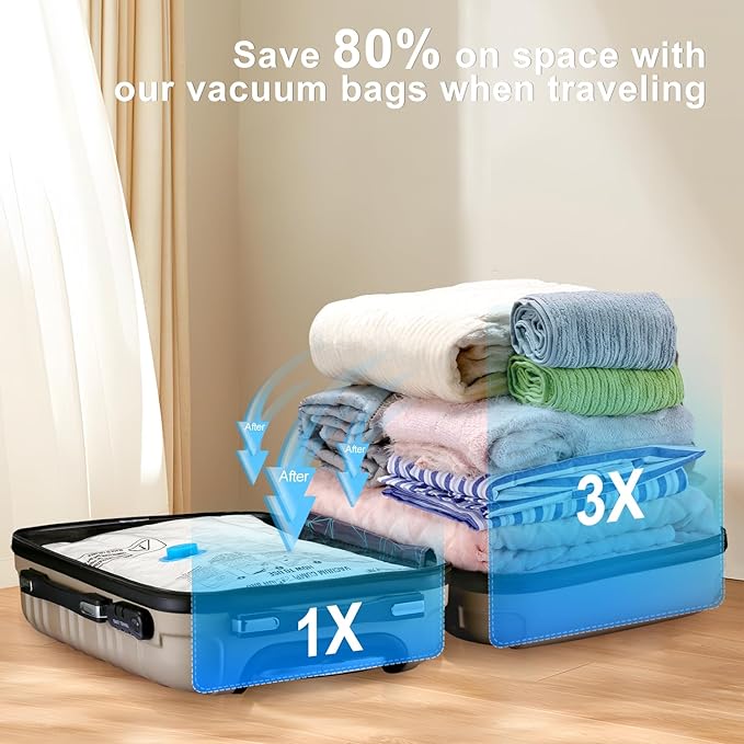 UPGOGO Vacuum Bags for Travel - Space Saver Combo 8 Pack