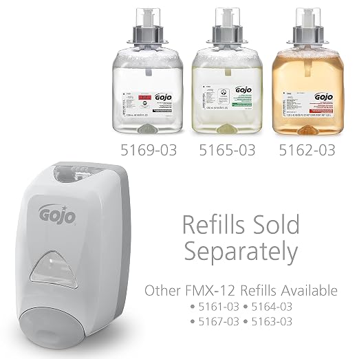 GOJO FMX-12 Push-Style Foam Soap Dispenser, Dove Grey, for 1250 mL GOJO FMX-12 Hand Soap Refills (Pack of 1) - 5150-06
