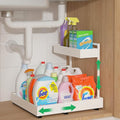 REALINN Expandable Under Sink Organizers and Storage, 2 Tier Under Cabinet Organizer, Heights Adjustable Pull Out Rack for Kitchen Bathroom Laundry, White, 1 Pack