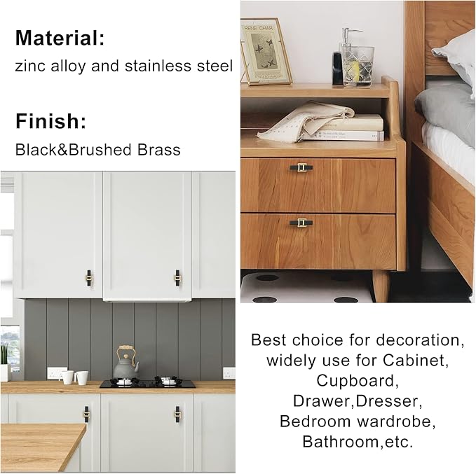 10 Pack Black and Gold Cabinet Knobs Black Dresser Drawer Konbs T Bar Pulls Kitchen Cabinet Hardware