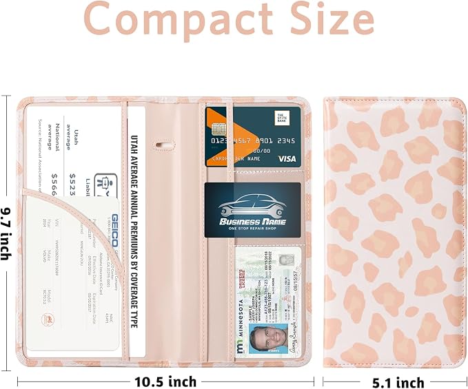 CoBak Car Registration and Insurance Holder | Vehicle Glove Box Organizer, Auto Truck Compartment Document Case with Magnetic Closure for Insurance & Driver License