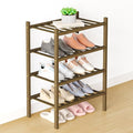 Smiry Bamboo Shoe Rack for Closet, 4 Tier Small Wooden Shoe Organizer, Stackable Wood Shoe Storage Shelf for Entryway, 14 Vertical Slats, 2+2 Stack Heavy-Duty Legs, 17.32"x11.02"x25.98", Walnut
