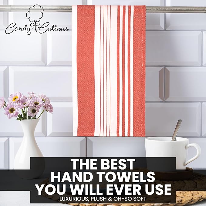 Stripe Kitchen Towels Decor Mordern Design Centreband Tea Dish Towels Boho Stripe Absorbent Festive Gift Set of 3 Pantry Reusable Kitchen Dish Towel|Easter Spring Decor 18x28 Inch Coral