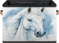 Horse Closet Storage Bin, Foldable Storage Baskets for Shelves, Decorative Shelf Organizer Horse Animal Fabric Cube Bin for Living Room Bedroom Home Dorm