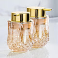 Gold Foaming Soap Dispenser Set- 2 Pack Bathroom Hand Foam Soap Dispensers,Glass Refillable Dish Soap Dispenser,Modern Home Soap Dispenser for Bathroom,Kitchen (Gold Foam Type/2Pcak)