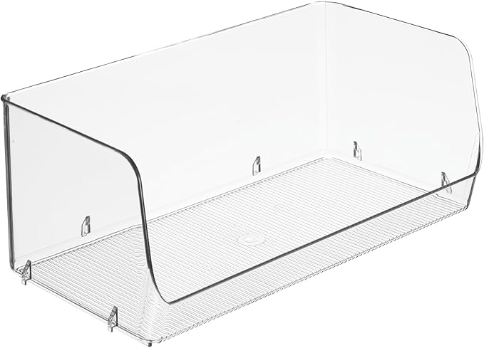 iDesign Stackable Open-Front Storage Bins for Kitchen and Pantry Organization - Set of 6 - Clear