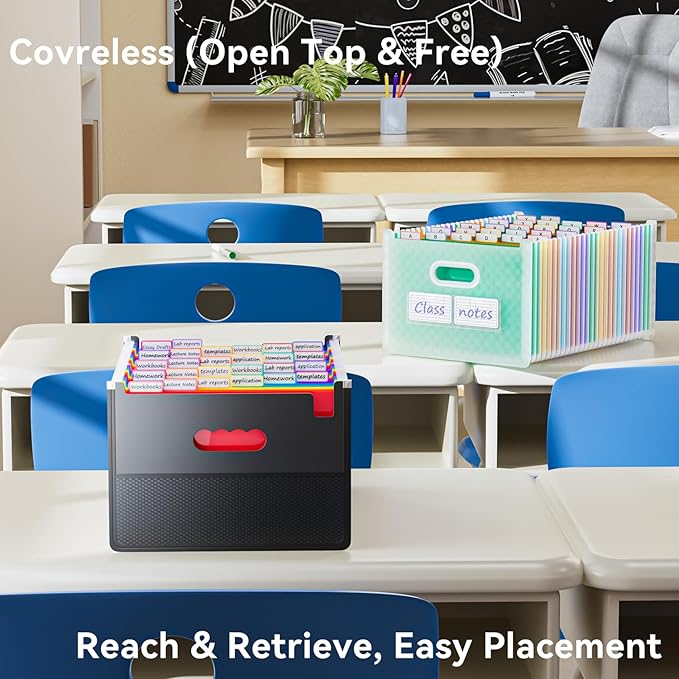 ThinkTex 26-Pocket Accordion File Organizer, Upright & Open Top, A–Z Colorful Tabs, High Capacity Expanding File Folder, Letter/A4 Size Essentials for School, Home, and Office- Green