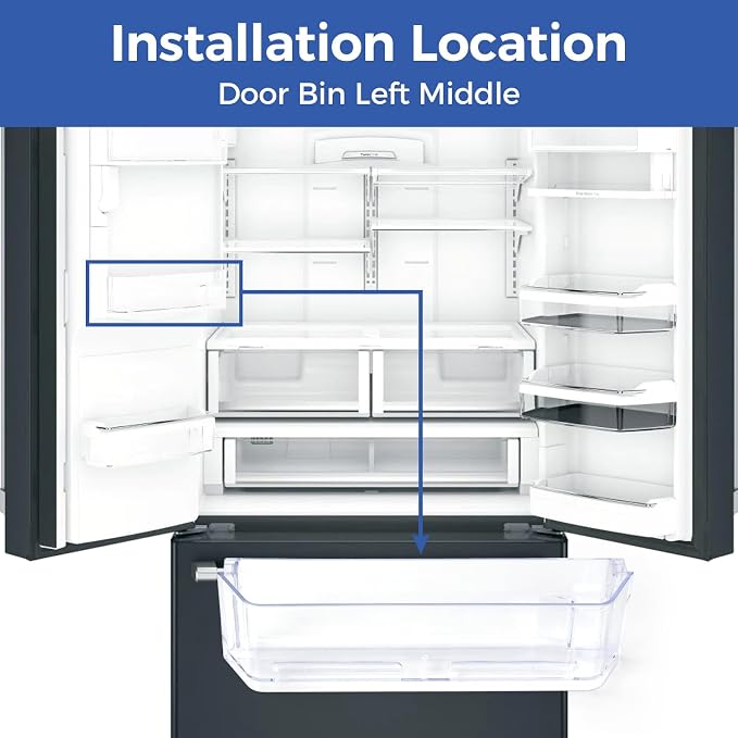 WR71X11046 Door Shelf Bin for GE General Electric Hotpoint Refrigerator Left Hand Middle Door Ice Bin Replace AP5669527 2692259 PS6883669, Holds Jars and Bottles