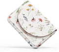 Business Card Holder，PU Leather Business Card Case Wallet White Floral | Pocket Travel Name Card Case for Men and Women Gift，Portable Magnetic Business Card Carrier for Purse