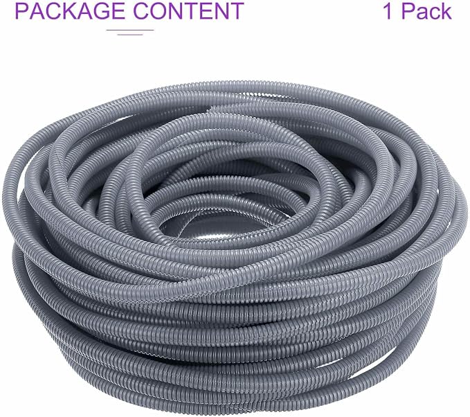 DMiotech 100ft Wire Loom Split Tubing 3/8 Inch(9.5mm) ID, Cord Protectors from Pet Flexible Conduit Cable Management for Office Home Garden, Gray