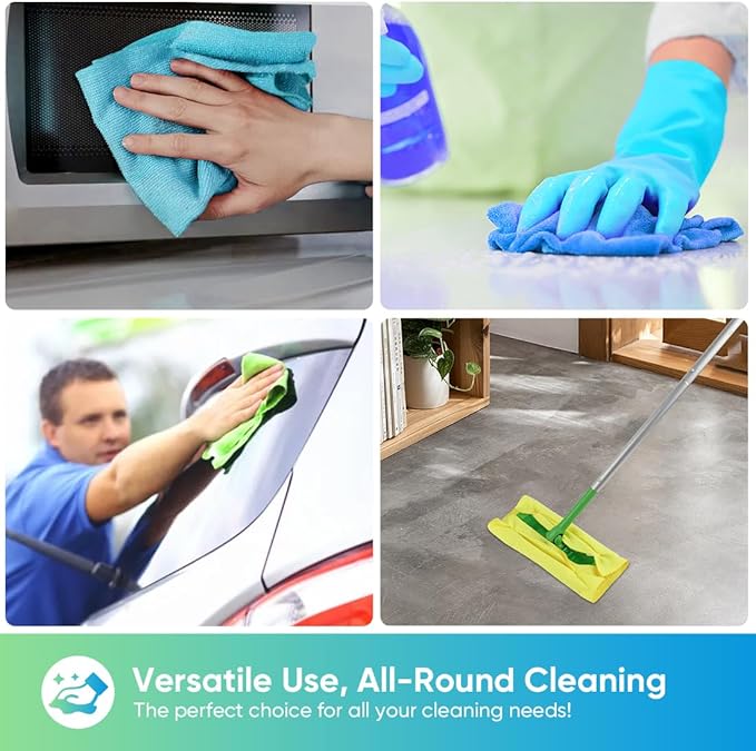 HOMEXCEL Microfiber Cleaning Cloths, 20 Pack Cleaning Rags - Lint Free & Scratch-Free Microfiber Towels for Cars, House & Kitchen, Absorbent Cleaning Towels, Multi-Color, 11.5 x 11.5 Inch