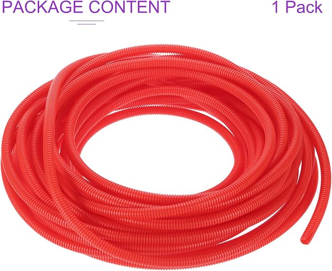 DMiotech 100ft Wire Loom Split Tubing 1/2 Inch(12.7 Mm) ID, Cord Protectors from Pet Flexible Conduit Cable Management for Office, Home, Garden, Red