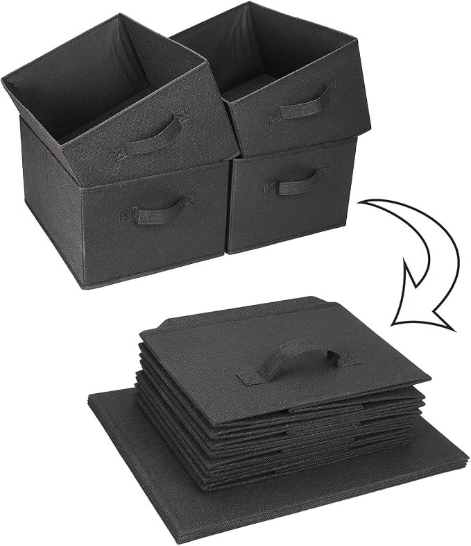 Collapsible Storage Bins, Foldable Organizers and Storage Baskets Cube Storage Bin for Bedroom Living Room, Black, 15.4x11.4x7.9inch, 4 Pack