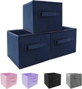 EBIGIC Storage bins collapsible storage bins,cube storage organizer （Pack of 3） 10.5 * 10.5 * 11inch，For home and office Collapsible Closet Shelf Organizers, Drawer Organizers(Blue)