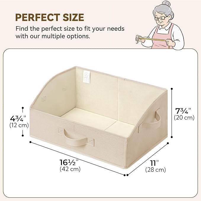 GRANNY SAYS Purse Organizer for Closet, Trapezoid Storage Bins, Closet Organizers and Storage, Decorative Storage Baskets for Shelves, Clothes, Toys, Towels, Khaki, 3-Pack