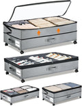 Under Bed Storage w/Wheels,70L Under Bed Containers,2 Pack-Grey | 11.5 Inch Under Bed Storage Containers,70L Large Adjustable Underbed w/ Lids,Rolling Underbed Storage Bins for Shoes,Clothes