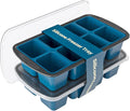 GORCI Ice Cube Tray For Freezer, 16 Large 1/2 Cub Cubes, Silicone Ice Trays For Freezer With Lid, Heavy-duty, Sturdy and Easy to Demold, Suitable for whisky, coffee, Herbs, Purees, 2-Pack