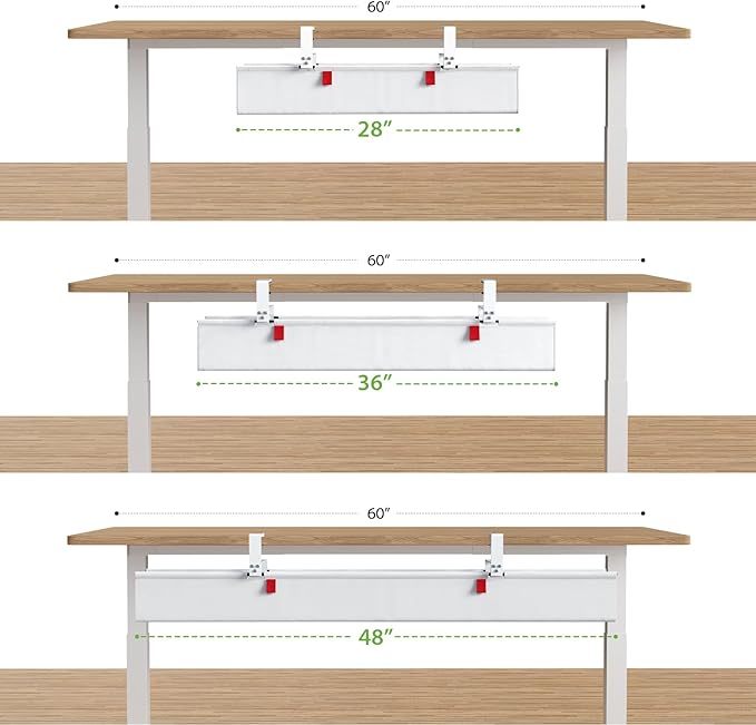 KEEGH No Drill Under Desk Cable Management Tray - 28" Cord Management Under Desk - Clamp/Screw Mount - Support Upto 70lbs - Fabric Wire Management - Gaming/PC Cable Raceways for Office/Home, White