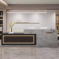 Modern Reception Desk with Counter, Front Desk Reception Counter with Lockable Drawer, Keyboard Tray & Storage Cabinet, Solid Wood Receptionist Table for Salon Office Lobby (C - Left, L 2.6m/102in)