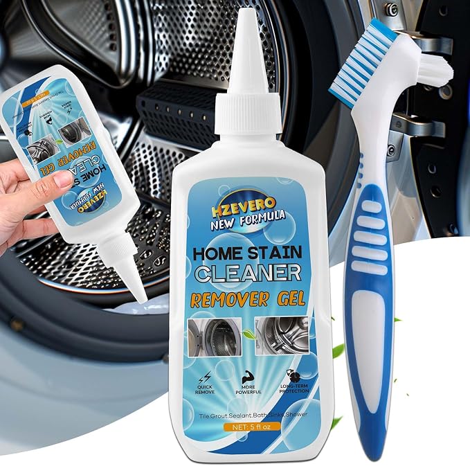 Mold Stain Remover Gel, Washing Machine Cleaner for Front Loader Washer Gasket Rubber Seal Home Stain Removal Gel for Grout, Caulk, Refrigerator, Shower, Bathtub, Bathroom Cleaning Solution (5 Fl Oz)
