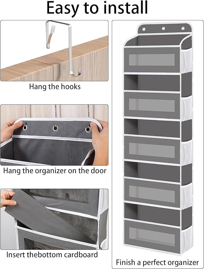 KYEVIS Over The Door Organizer, 5 Shelves Closet Door Hanging Organizer with 10 Mesh Pockets, Nursery Closet Organizer, Baby Essentials, Dorm Room Essentials for Girls