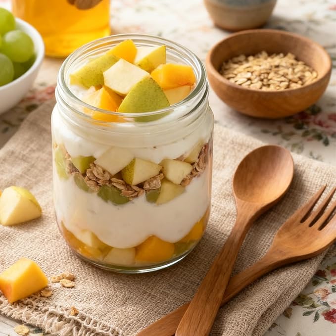Overnight Oats Containers with Lids, 16oz Wide Mouth Mason Jars with Lids, 3 Pack Glass Jars with Airtight lid for Chia Pudding Yogurt Salad, Meal Prer Oatmeal Jars