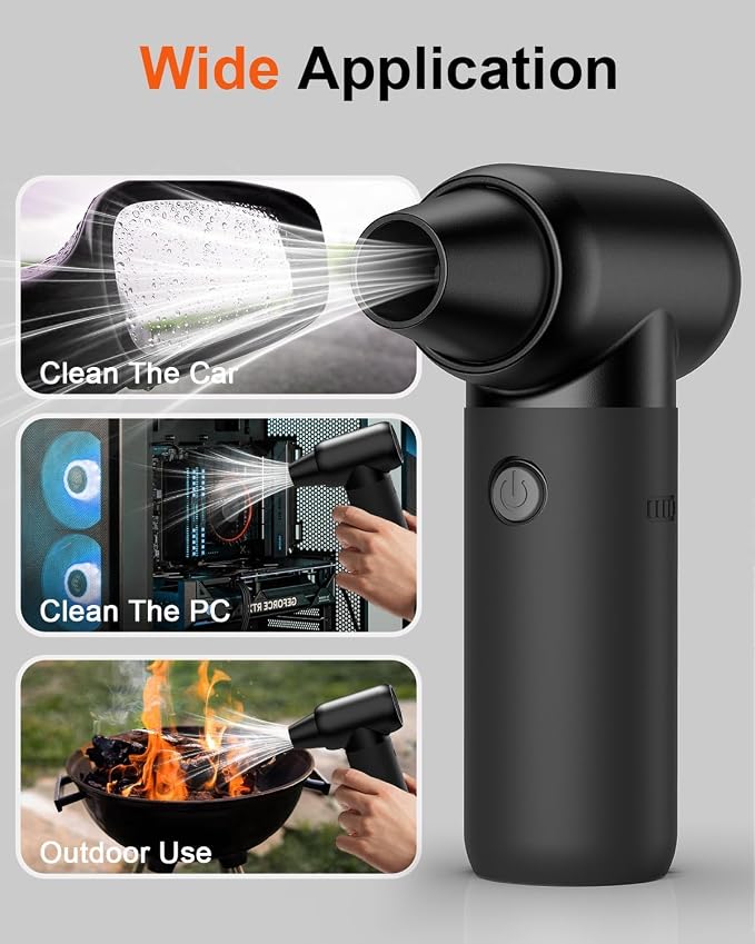Compressed Air Duster - Super Power Electric Air Duster for Cleaning Keyboard&PC 3 Gears Adjustable Rechargeable Cordless Jet Dry Blower Air Blower for Car and Home-Replace Compressed Air Can
