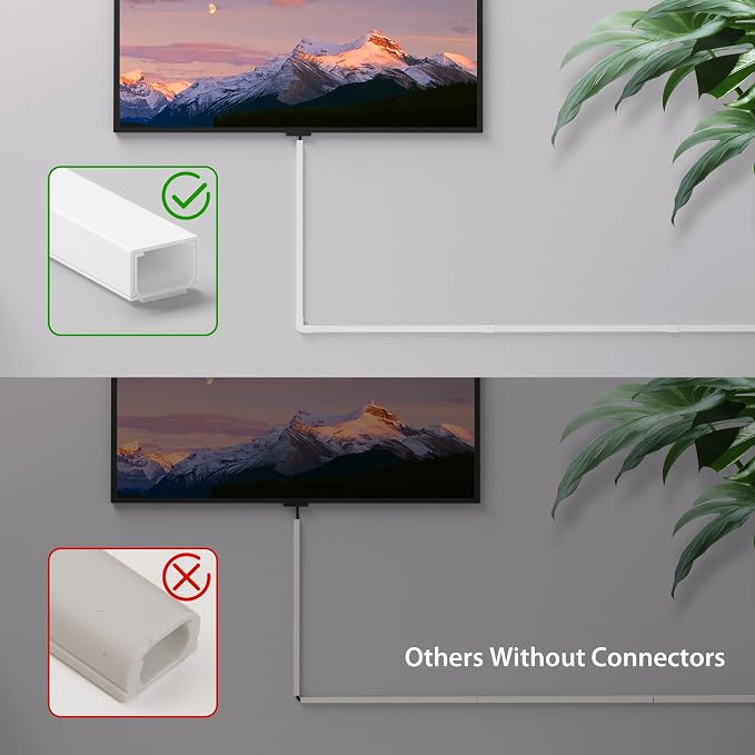 ZhiYo 204in Cord Covers for Wires on Wall, Cord Hider for 1 Wire, Wall Cable Hiders for Mounted TV, Wire Covers for Cords, Cable Management Raceway kit, 12x L17in, W0.6in H0.4in, White