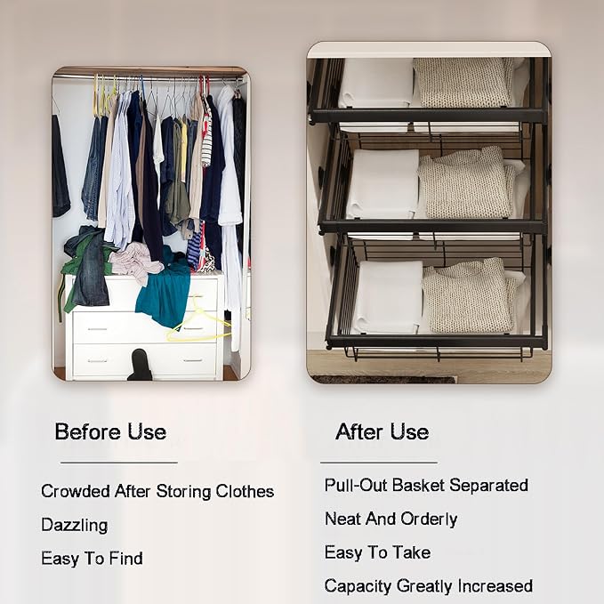 Adjustable Width Pull-Out Clothing Storage Basket,Pull Out Drawer Organizer Containers Storage Bin,for Home Office Bedroom Laundry Room(Color1,456x(870-920) x272mm)