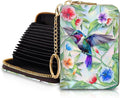 Blusabaca RFID Credit Card Holder Small Women Travel Wallet, Bird | Removable Keychain, Case with Zipper, Vegan PU Leather, Cash Coin Pocket, Business Accordion Purse, Ladies Female Gift