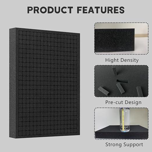 Pick and Pluck Foam Sheets, 2Pcs 16 x 12 x 2 Inch Pick Apart Foam Inserts for Camera Storage, Crafts, Tool Box, Storage Drawer