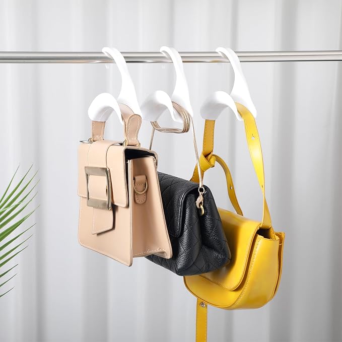 Maitys 18 Pcs Purse Hanger Hook Acrylic Bag Rack Holder for Bag Hanger Handbag Tote Hook Closet Organizer Storage Over The Closet Rod Backpacks Satchels Crossovers Tote (White)