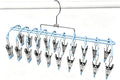 Pants Hangers with 20 Clips, Space Saving Hanging Closet Organizer (Blue) | 360°swivel & non-slip rustproof clips, multi-functional organizer holds leggings, skirts, hats, socks, scarves and lingerie