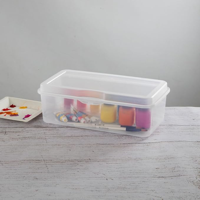 Sterilite Rectangular Large FlipTop, Clear Plastic Storage Box, 24-Pack | Bin with Hinged Lid, Stackable Multipurpose Organizer for Art & Craft Supplies, Accessories, Photos & CDs, Home or Office Use