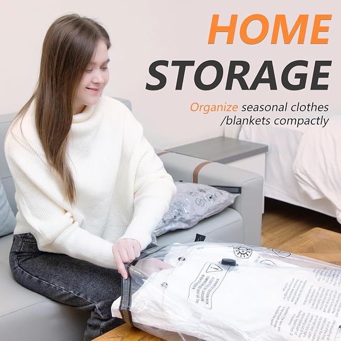 Fast-Charging Wireless Pump and 8 Pack Vacuum Compression Storage Bags,Multi-Size Combo 70% Space Saving for Clothing, Bedding & Seasonal Storage & Space Saver for Luggage