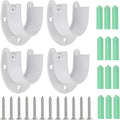 OwnMy 4 Pack Closet Rod End Supports Brackets 1-1/2" Dia Closet Rod Holders | U Shaped Stainless Steel Closet Pole Sockets, White Closet Rod Brackets Flange Rod Holders, Metal Shower Curtain Rod Holders