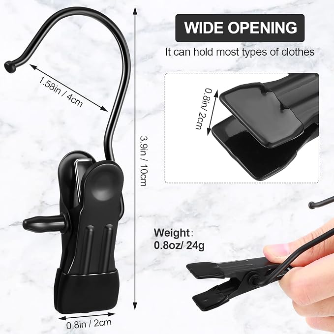 100 Pieces Boot Hangers for Closet Laundry Hooks Hanging Clips Boot Hangers Holder Travel Home Space Saving for Clothes Hats Towels Single Organizer Clamps(Electrophoresis Black)