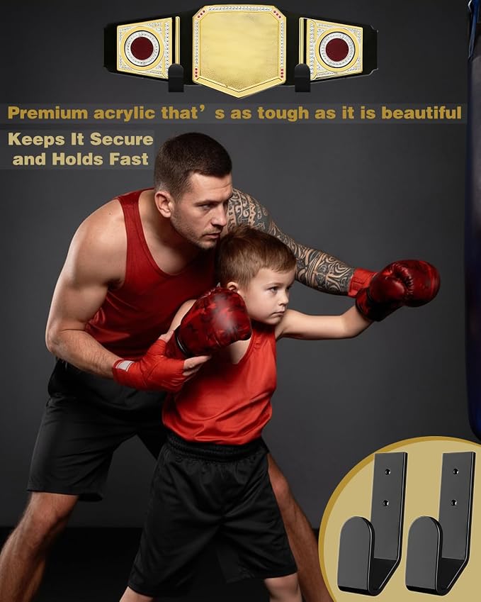 Wrestling Championship Belt Wall Mount Display Holder,Boxing Champion Belt Hanger Set,Storage Rack,Wrestlers Hanging Perfect Title Belts for Wall Decor