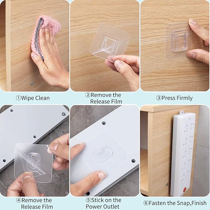 Double Sided Adhesive Wall Hooks,20 Pack Self Adhesive Hooks,Suitable for Hanging and Organizing Power Outlets, Picture Frames, and Tissue Boxes at Home, Office, or in Rv