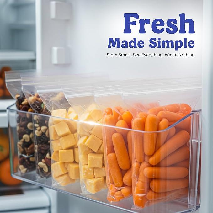 Heavy Duty Zip Seal Lock Sandwich Storage Bags, Resealable Plastic Bag, 6 Mil Thick Zip Top Baggies for Cookies, Food, Candy, 5x5 Inch, Pack 100
