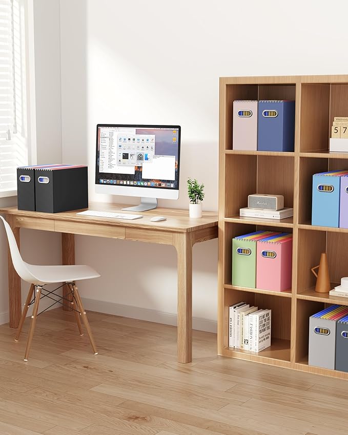 Oterri Cardboard File Organizer Box for Hanging File Folders Letter Size,File Box for Computer Desk,File Cabinet,Working Home,Office,Classroom (Colorful, Letter Size - 4 Packs)