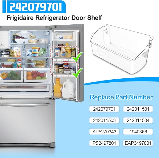 UPGRADED 242079701 Refrigerator Door Bin Compatible with Frigidaire Kenmore Refrigerator Door Shelf Replacement 242011501 242011503 242011504 LFHG2251TF5 LGHD2369TF FFHB2750TS FGHB2868TF Door Shelves