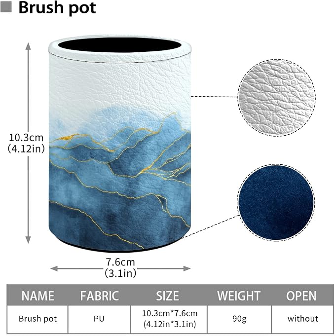 Marble Pen Holder Pencil Cup for Desk Organizer | Cute Makeup Brush Holder PU Multifunctional Office Suppliesfor Decor Home Classroom School