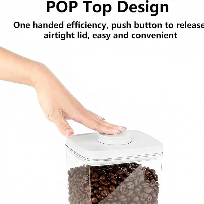 Pop Airtight Food Storage Containers with Lids Stackable Containers for Kitchen Pantry Organization Ideal for Cereal Snacks Flour Sugar Coffee and Spaghetti (gray, 12 pcs)