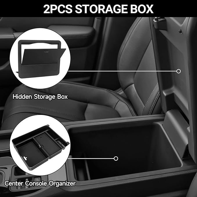YOJOJOCO 2PCS Center Console Organizer Compatible with Honda 2023-2025 2026 Pilot ＆ 2024-2026 Ridgeline ＆ 2024-2026 Passport Accessories Armrest Hidden Secondary Storage Box Handrail Platform Storage