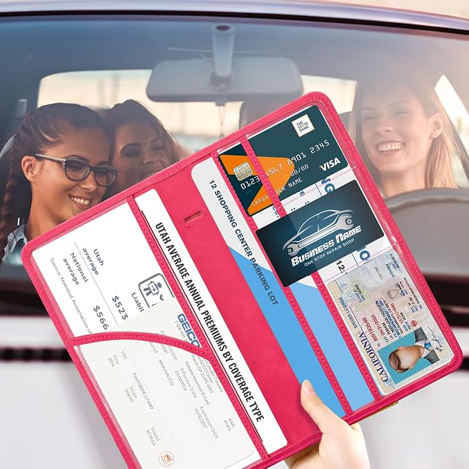 CoBak Car Registration and Insurance Holder | Vehicle Glove Box Organizer, Auto Truck Compartment Document Case with Magnetic Closure for Insurance & Driver License