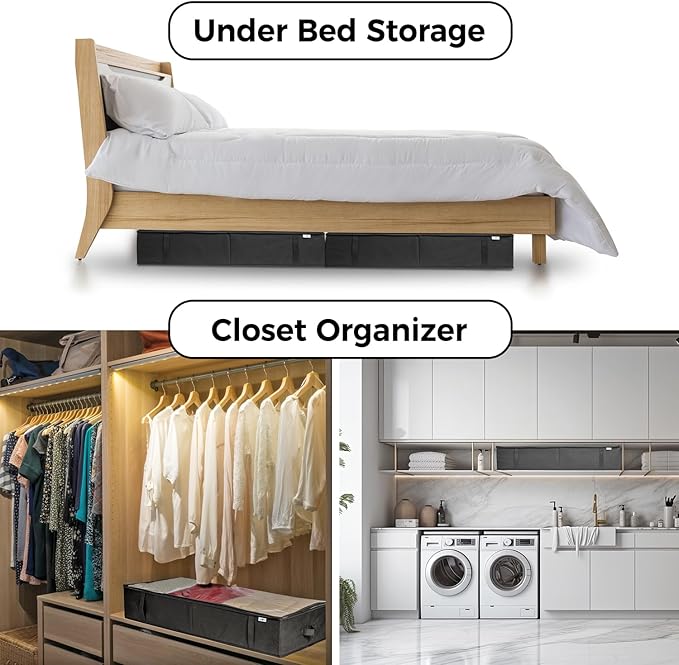 StorageExpert Closet Organizers and Storage - Maximize Space with Under Bed Storage Containers & Clothes Storage - Ideal Closet Organizer, Toy Storage Organizer & Underbed Storage (Black, 2 Pack)