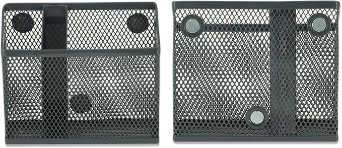 Neudeco Locker Accessories and Decor Kit, Pack of 4, Grey | Mesh Locker Shelf, Locker Organizer, Magnetic Basket, Pen Holder