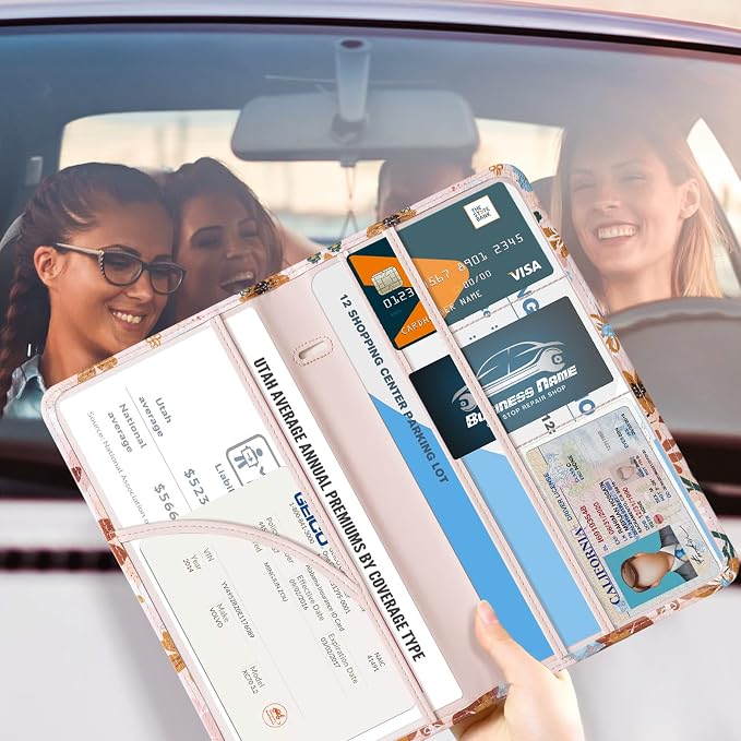 CoBak Car Registration and Insurance Holder | Vehicle Glove Box Organizer, Auto Truck Compartment Document Case with Magnetic Closure for Insurance & Driver License