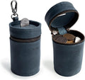 Hide & Drink, Money Box, Piggy Bank Bucket, Zippered Pouch, Cash Organizer, Coin Case, Full Grain Leather, Handmade (Slate Blue)